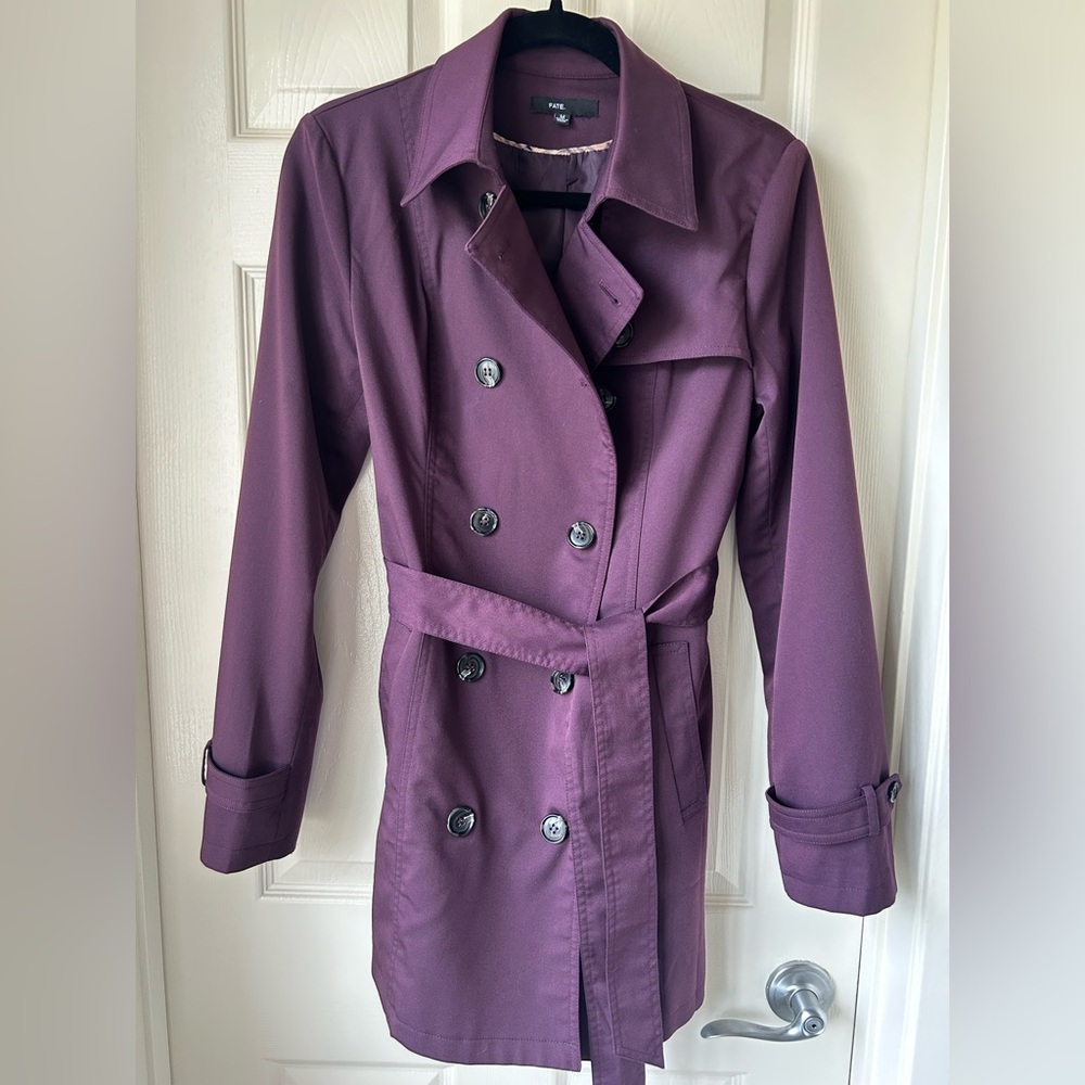 Fate Women's Plum Double-Breasted Trench Coat